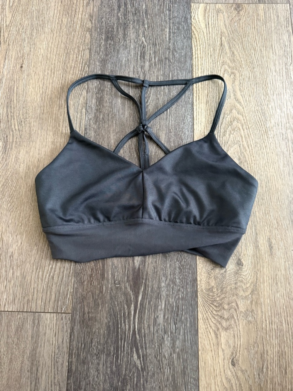 ALO Yoga Charcoal Strappy Sports Bra - Dark Gray